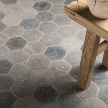 Tomette Hexagonale Pierre Naturelle Grise 14x14x2 Cm Aspect Ancien - Ro'ma Nature - Bricoman