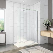 Océan Paroi De Douche 140cm En 8mm Verre Anticalcaire Paroi Fixe Hauteur 200cm Avec Barre 73-120cm - Bricoman