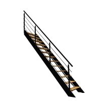 Escalier Bois Droit Noir Avec Garde-corps À Led Intégrées, Spectra Kordo - Bricoman