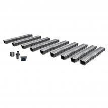 Pack De 9: Caniveau Extérieur Avec Grille Passerelle En Acier Galvanisé Meapark -caniveaux En Plastique Recyclé Diamètre Utile 10cm Classe A15 Mea - 