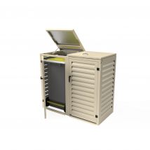 Cache Poubelle Extérieur Double En Aluminium Thermolaqué - Abri Pour 2 Conteneurs 120 Litres – Crème Ral 1015 - Bricoman