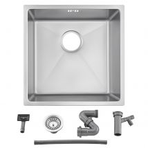 Auralum Max Évier Encastré 44x44x20cm Cm - Évier De Cuisine 1 Bac En Acier Inoxydable 304- Évier De Cuisine Argent Avec Vidange,eu Modèle - Bricoman