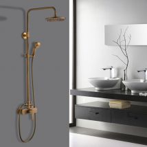 Rétro Colonne De Douche Bronze Interrupteur À Poignée Mélangeur Système De Douche Finition Bronze Avec Barre Réglable - Bricoman