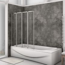 Pare-baignoire Pivotant Et Pliant 100x140cm En Verre Trempé Écran Baignoire Avec 4 Volets Océan - Bricoman