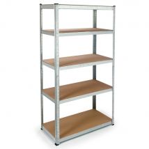 Étagère Rangement Modulable - 90 X 180 Cm - 875 Kg Max - 5 Niveaux - 30 Cm - Gris - Bricoman