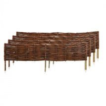 Lot De 4 Bordures En Osier Tressé Et Piquets Noisetier À Planter L 1 M X H 20 Cm - Bricoman