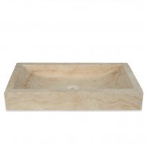 Vasque À Poser Rectangulaire Pour Salle De Bains Travertin Beige 70x40x10 Cm - Ro'ma Nature - Bricoman
