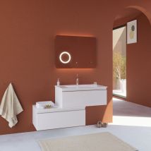 Meuble Salle De Bains 120 Cm À Suspendre, Blanc Mat, Avec Tiroir Excentré | Seattle - Bricoman