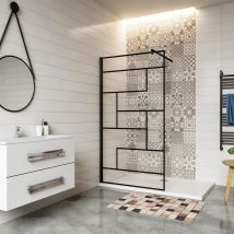 Aica Paroi De Douche 90x200cm Paroi De Douche À L'Italienne En 8mm Verre Anticalcaire Style Moderne Avec Barre De Fixation Noire 90cm - Bricoman