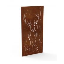 Panneau Brise Vue Métal Acier Corten Premium H.180 Cm Motif Cerf - Madecoupesurmesure - Bricoman