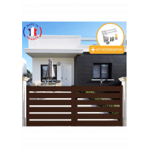 Portail Aluminium Battant Sah En Kit + Motorisation Dimensions L.3000 (entre Piliers) X H.1500 Mm Sgs Essential (vérins) Couleurs Marron (ral 1247) - 