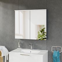 Bernstein - Armoire De Toilette Suspendue Anthracite Mat 80x18x70cm (lxpxh) 2 Portes Miroir, Éclairage Led, Tablettes En Verre - Solo - Tecnomat