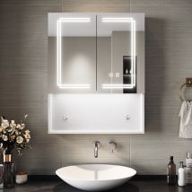 Sirhona Armoire Miroir Salle De Bain Blanc 60x75x13cm, Anti-buée Tactile Miroir Avec Armoire De Rangement - Tecnomat