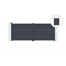 Portail Battant 3,5m Carpatia H. 140 Cm Alu + Portillon 1m Carpatia H.140cm Alu - Bricoman