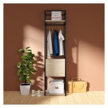 Portant Vêtements En Bois Et Métal Noir 50x200cm - Rangement Fermé - Bricoman