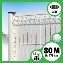 Kit 80m Occultation Lattes Aluminium Pour Panneau Rigide Maille 55 - H 1m73 X 2m Blanc - Bricoman