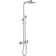 Valaz Barre De Douche Carrée Monocommande Réglable Jusqu'à 120 Cm, Chromée - Série Segura - 20 Cm - Bricoman