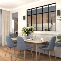 Verrière Aluminium 5 Vitrages Clair, 5 Traverses Horizontales Décorative - L 173 × H 123 - Noir - Bricoman
