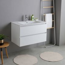 Meuble De Salle De Bains Avec Lavabo 80cm Blanc | Bilbao - Bricoman