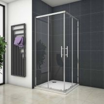 Océan Cabine De Douche Carrée Avec Douche Italienne Receveur Blanc 90x90cm + Bonde De Receveur + Siphon, Cabine De Douche Coulissante Hauteur 185cm - 