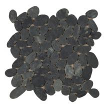 Lot De 11 Plaques De Galets Lisses - Noir - 30x30 Cm (paquet 1m²) - Bricoman