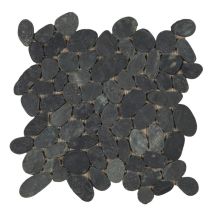 Lot De 11 Plaques De Galets Lisses - Noir - 30x30 Cm (paquet 1m²) - Tecnomat