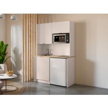 Meuble Multifonction Kitchenette Et Buanderie - Avec Plan De Travail 120 Cm - Beige Et Naturel - Carmeo - Bricoman