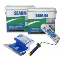 Lot De 2 Enduits Garnissant Semin Pour La Rénovation Des Supports Très Endommagés - Intérieur - Seau De 10 Kg, Un Rouleau - 23 Cm, Une Lame Lisser - 1