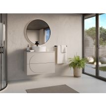 Meuble De Salle De Bain Suspendu Avec Vasque À Poser Ronde - Beige - 80 Cm - Vutoma - Bricoman