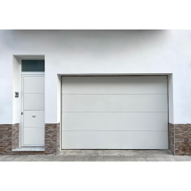 Porte De Garage Line Sectionnelle Premontée | Panneaux Sans Lignes Woodgrain | Acier Galvanisé | Moteur Somfy | 200 X 240 Cm | Motorisée - Bricoman