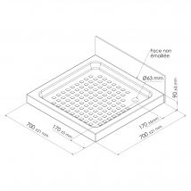 Ondee Zen - Receveur De Douche Cera - Picots Antidérapants - 70x70x9cm - Grès - Blanc - Bricoman