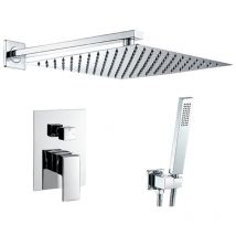 Valaz Douche Murale Encastrée Carrée Chromée À Levier Unique - Série Tajo - 40 Cm - Bricoman