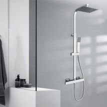 Ocean Colonne De Douche Thermostatique Anti-brûlure, Ensemble De Douche Réglable En Hauteur Carré Chromé - Bricoman