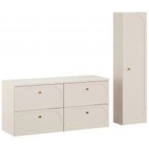 Ensemble Meuble Suspendu Sous Vasque Avec Plan 120 Cm Et Colonne 35 X 140 Cm Beige Donna Sand - Bricoman
