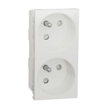 Double Prise De Courant 2p+t Unica - 45° - 16a - Blanc - Bricoman