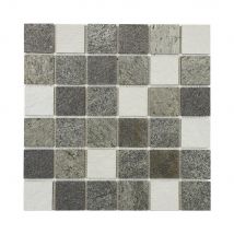 Mosaique Résine Effet Pierre Et Pierre Naturelle - 5 X 5 Cm - Rouleau 100 X 50 Cm - Gris Clair & Ardoise - Bricoman