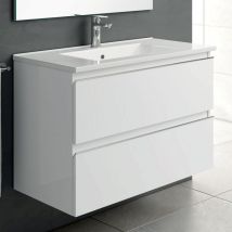 Meuble De Salle De Bain 70cm Simple Vasque - 2 Tiroirs - Sans Miroir - Balea - Blanc - Bricoman