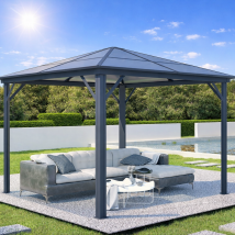 Kiosque De Jardin Alu Grace 3m X 3m Gris Anthracite - Bricoman