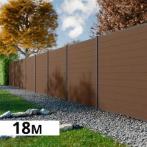 Kit Clôture Bois Composite Bronze 18x1,8m Rio - Poteaux En Aluminium Gris - Brise Vue - Palissade - Bricoman
