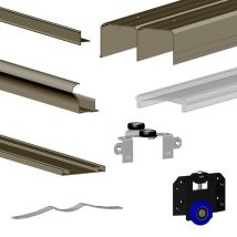 Kit Slid'up 280 Aluminium Anodisé Bronze Pour 2 Portes De Placard Coulissantes 18 Mm - Rail 2 M - 50 Kg - Bricoman