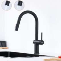 Auralum Max Mitigeur Cuisine Douchette Extractible,robinet Evier Avec 2 Fonctions,robinet Cuisine Noir Pivotant À 360°,mitigeur Evier Moderne -