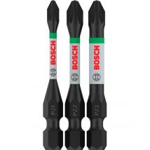 Bosch Pro Pozidriv Impact Bit Pz1 Pz2 Pz3 55 Mm 3 Pces - 2608521u... - Bricoman