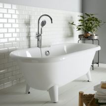 Baignoire Îlot Charly Blanche Rétro + Pieds Conique Blanc - Bricoman