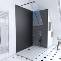 Pack Douche A L'Italienne 90x120 - Kit Panneaux Muraux Noirs + Receveur + Paroi Transparente - Bricoman