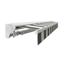 Store Banne Motorisé Et Manuel 3 X 2,5 M Demi Coffre Pour Terrasse - Blanc Gris - Bricoman