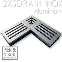 Caniveau Inox Hauteur 2 Cm - 2xsdrain Easy Grille Aluminium - Line Eco - Élément D'Angle - Bricoman