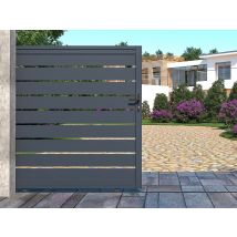 Portail Coulissant Aluminium Ajouré L374 X H183 Cm Anthracite - Primo - Bricoman