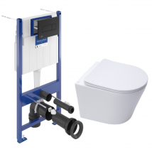 Pack Wc Bâti-support Sol Mur + Wc Sat Infinitio Sans Bride + Abattant Softclose + Plaque Noire (vcninfi4) - Bricoman