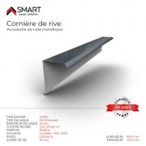 Cornière De Rive - Bac Acier - Tôle De Couverture - Toiture - Coloris Gris Bleu Ral 5008 L=1m, Épaisseur 0.50mm - Tecnomat