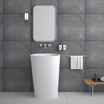 Lavabo Totem Ovale À Poser Blanc Mat - Soukané - Bricoman
